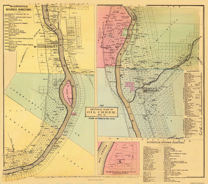 Historic City Map - Oil Creek Section 2 Pennsylvania - Mayer 1865 - 26 x 23 - Vintage Wall Art