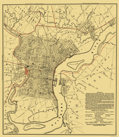 Railroad Map - Philadelphia Railroad Plan 2 - Hoxsie 1858 - 23 x 26.60 - Vintage Wall Art