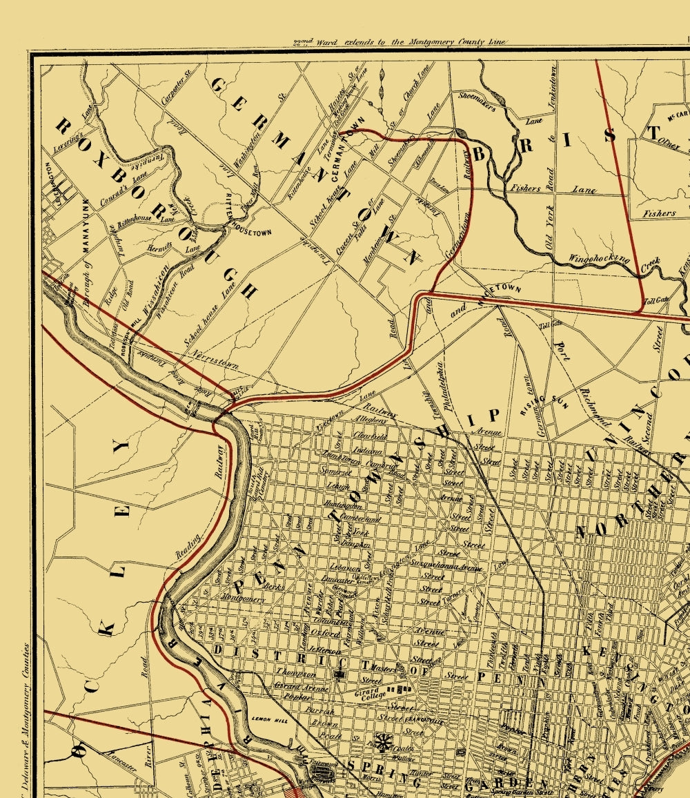 Railroad Map - Philadelphia Railroad Plan 2 - Hoxsie 1858 - 23 x 26.60 - Vintage Wall Art