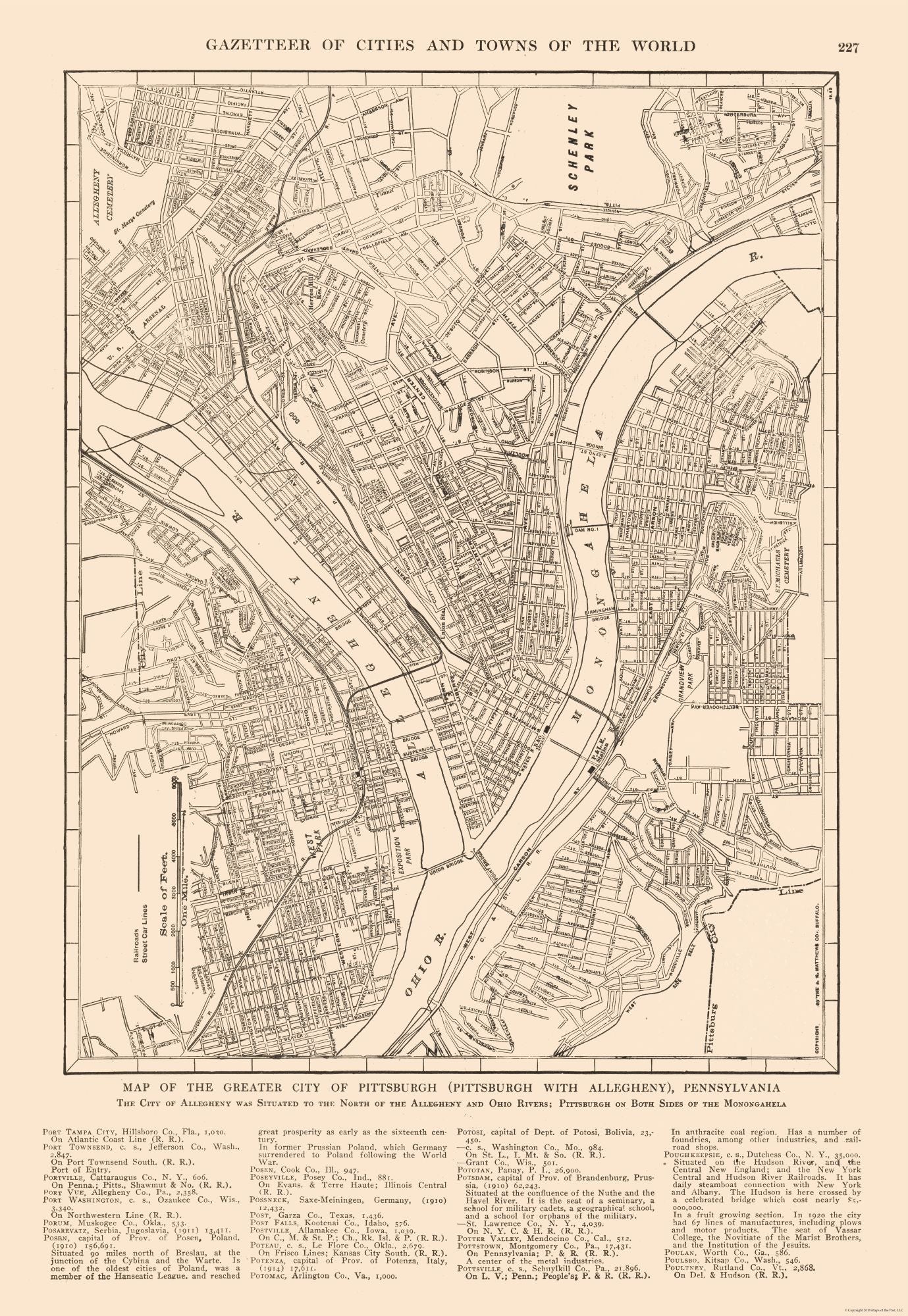 Historic City Map - Pittsburgh Pennsylvania - Reynold 1921 - 23 x 33.35 - Vintage Wall Art