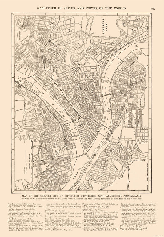 Historic City Map - Pittsburgh Pennsylvania - Reynold 1921 - 23 x 33.35 - Vintage Wall Art