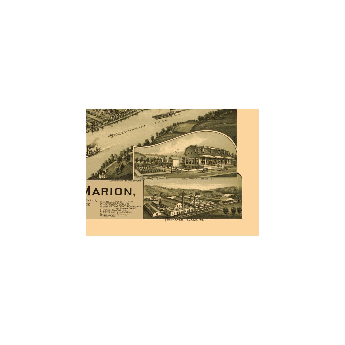 Point View Pa Historic Panoramic View - Point Marion Pennsylvania - Fowler 1902 - 31 ...