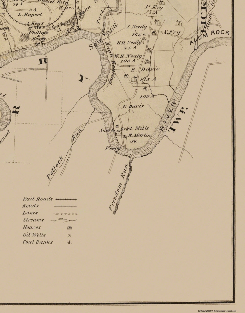 Historic City Map - Richland Pennsylvania - Caldwell 1877 - 23 x 29.31 - Vintage Wall Art