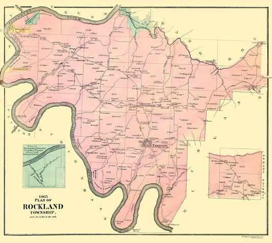 Historic City Map - Rockland Pennsylvania - Mayer 1865 - 25.75 x 23 - Vintage Wall Art