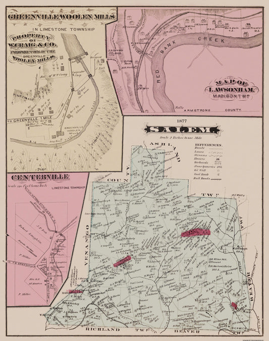 Historic City Map - Salem Pennsylvania - Caldwell 1877 - 23 x 29.19 - Vintage Wall Art