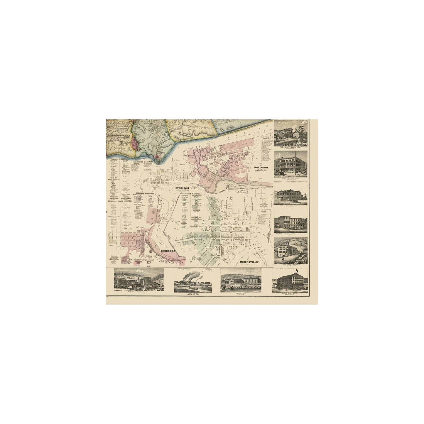 Historic County Map - Schuylkill County Pennsylvania - Scott 1864 - 26.30 x 23 - Vintage Wall Art