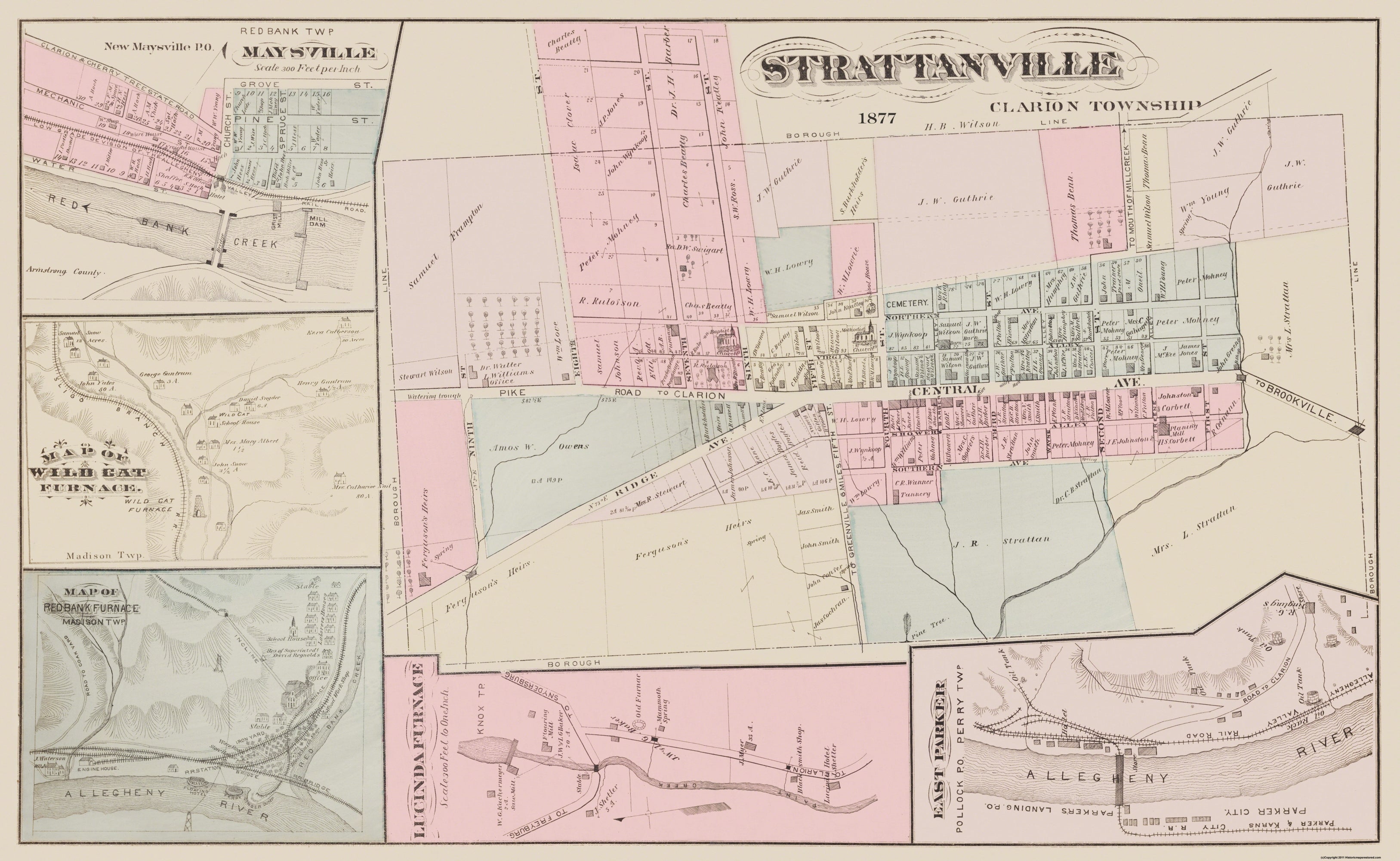 Historic City Map Strattanville Pennsylvania Caldwell 1877 37.44