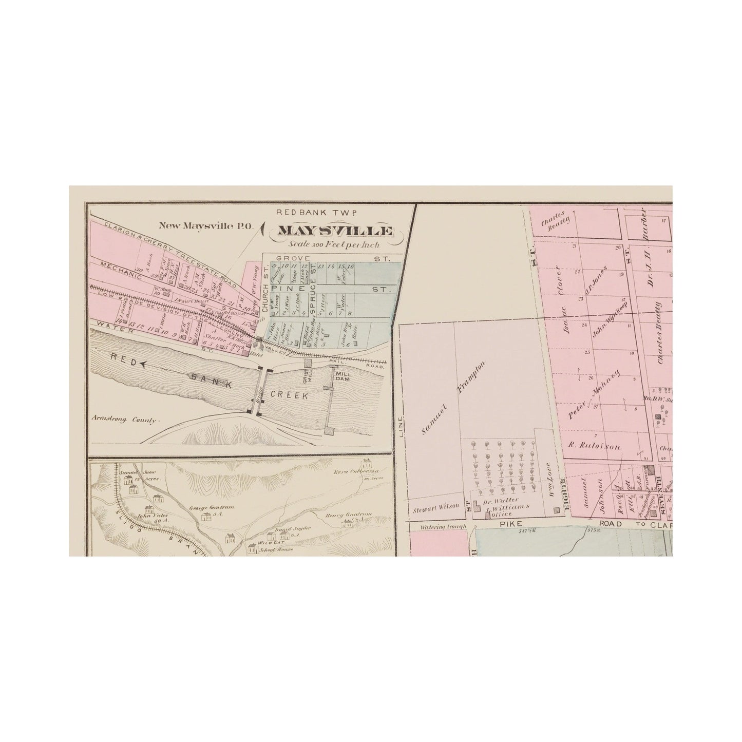 Historic City Map - Strattanville Pennsylvania - Caldwell 1877 - 37.44 x 23 - Vintage Wall Art
