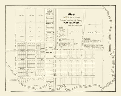 Historic City Map - Wattsburg Pennsylvania - Baker 1836 - 28.86 x 23 - Vintage Wall Art