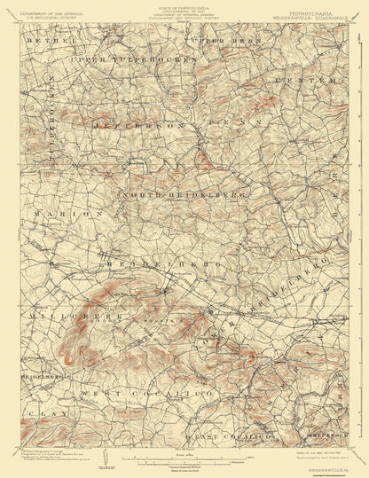 Topographical Map - Wernersville Pennsylvania Quad - USGS 1902 - 23 x 29.79 - Vintage Wall Art