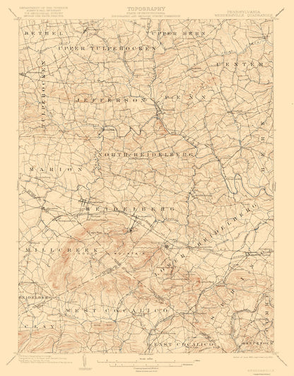 Topographical Map - Wernersville Pennsylvania Quad - USGS 1902 - 23 x 29.44 - Vintage Wall Art