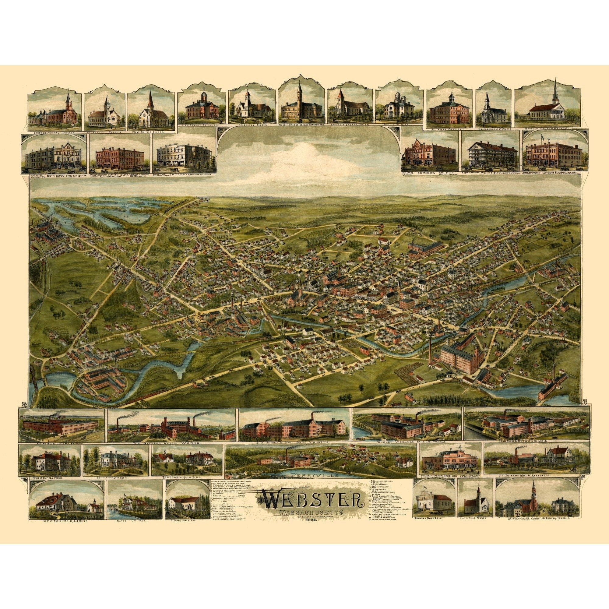 Webster Pa Historic Panoramic View - Webster Pennsylvania - Bailey 1892 - Vintage ...