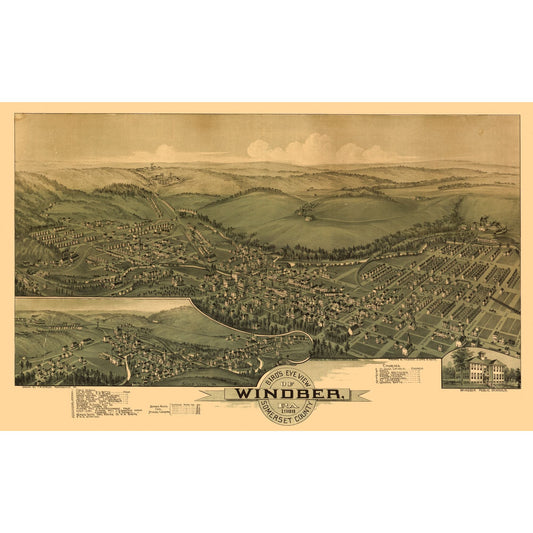 Historic Panoramic View - Windber Pennsylvania - Fowler 1900 - Vintage Wall Art