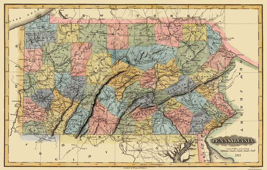 Historic State Map - Pennsylvania - Lucas 1823 - 35.94 x 23 - Vintage Wall Art