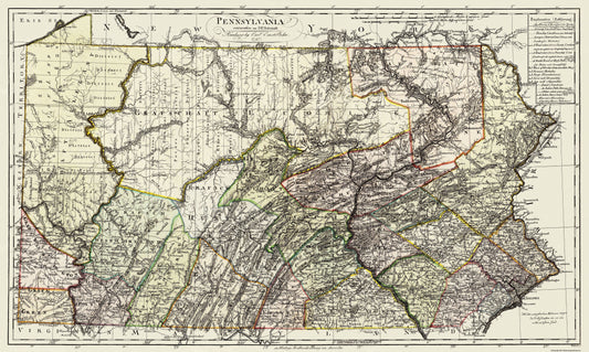 Historic State Map - Pennsylvania - Bohn 1797 - 38.44 x 23 - Vintage Wall Art