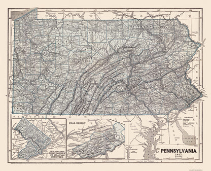 Historic State Map - Pennsylvania - Morse 1845 - 28.38 x 23 - Vintage Wall Art