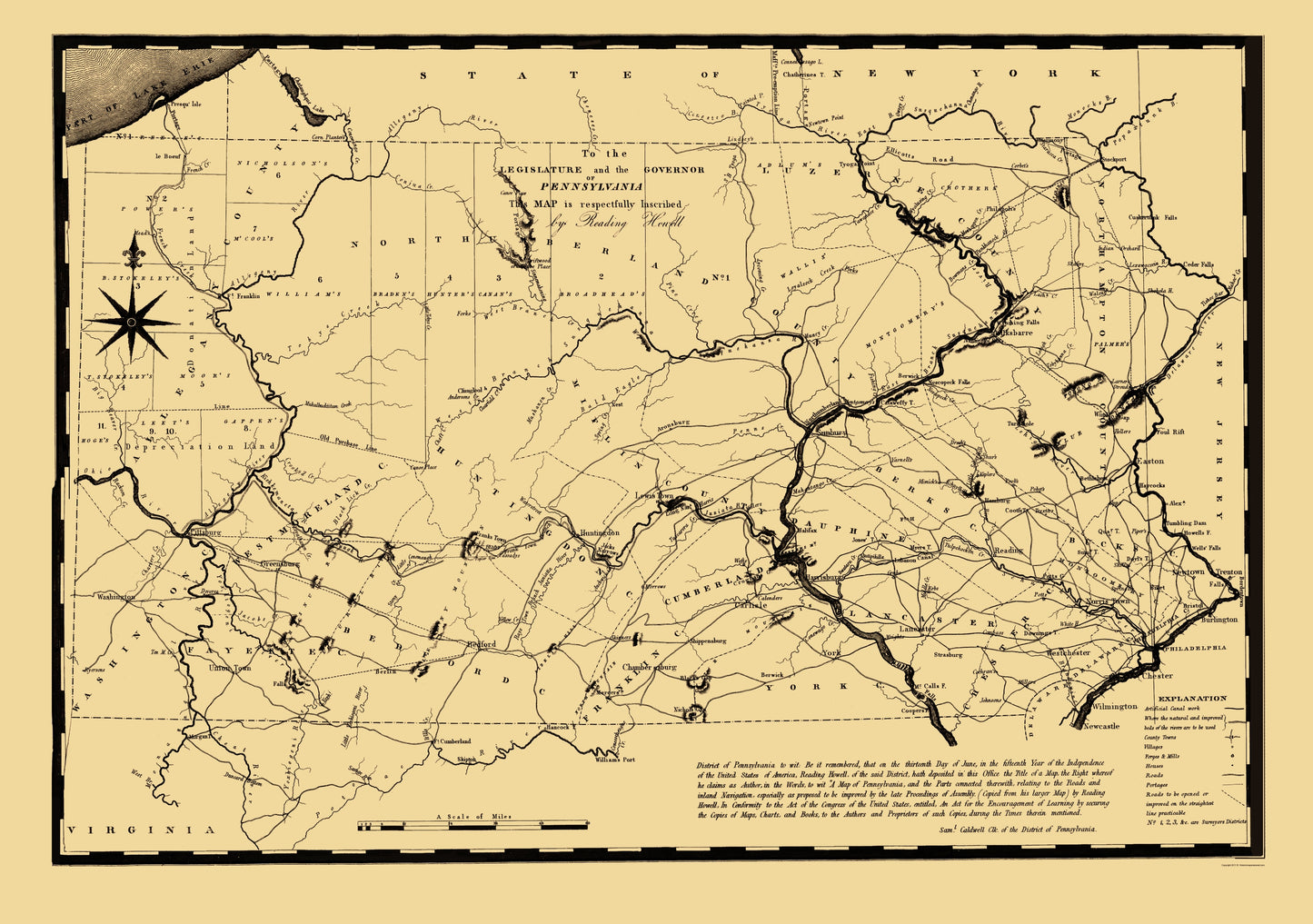 Historic State Map - Pennsylvania - Johnson 1791 - 23 x 32.69 - Vintage Wall Art