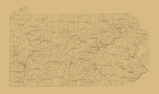 Historic State Map - Pennsylvania - 1893 - 38.64 x 23 - Vintage Wall Art