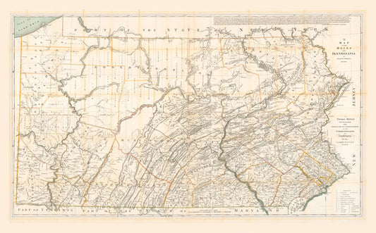 Historic State Map - Pennsylvania - Howell 1792 - 37.00 x 23 - Vintage Wall Art