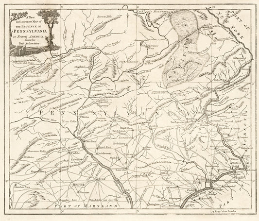 Historic State Map - Pennsylvania - 1780 - 26.93 x 23 - Vintage Wall Art