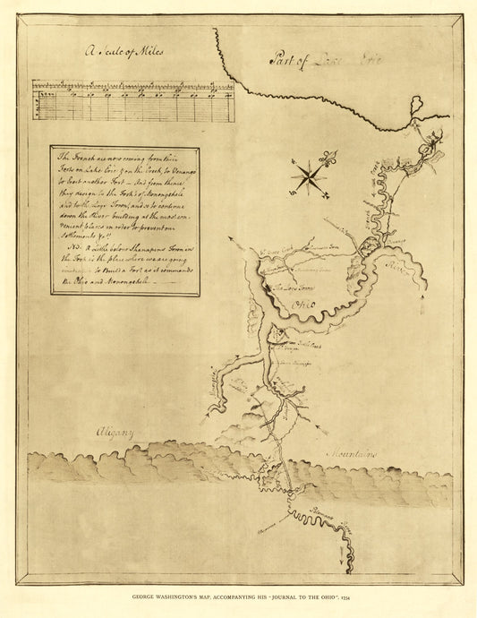 Historic State Map - Pennsylvania - Washington 1754 - 23 x 29.76 - Vintage Wall Art