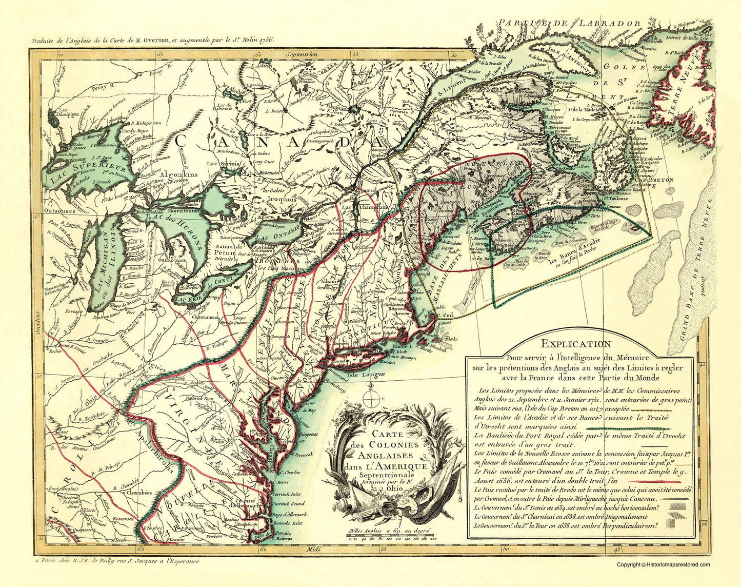 Historic Revolutionary War Map - North America English Colonies - Overton 1756 - 23 x 32.44 - Vintage Wall Art