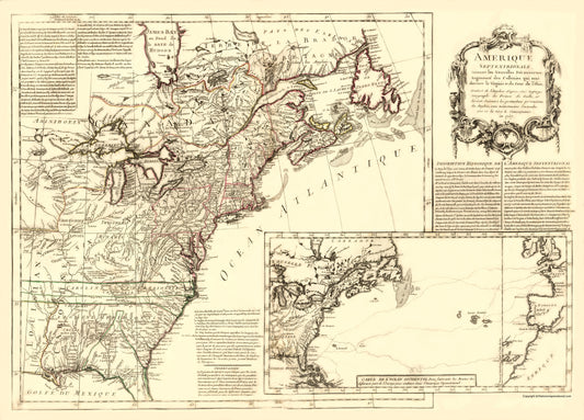 Historic Revolutionary War Map - North America New Discoveries - Gefferys 1757 - 23 x 24 - Vintage Wall Art