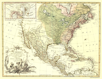 Historic Revolutionary War Map - North America Canada - Covens 1757 - 23 x 32 - Vintage Wall Art