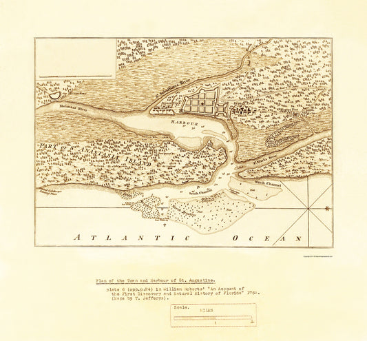 Historic War Map - St Augustine Harbour - Jefferys 1763 - 23 x 31.69 - Vintage Wall Art