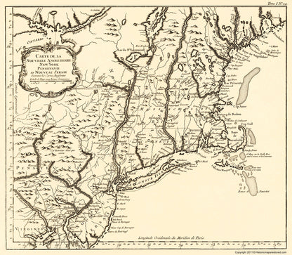 Historic War Map - New York Pennsylvania New Jersey - 1757 - 23 x 26.33 - Vintage Wall Art