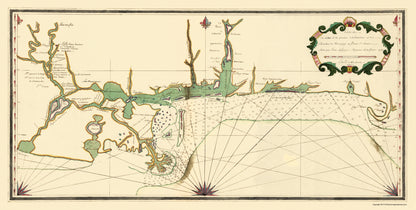 Historic War Map - Louisiana Mississippi Coast - Lefargue 1760 - 23 x 34 - Vintage Wall Art