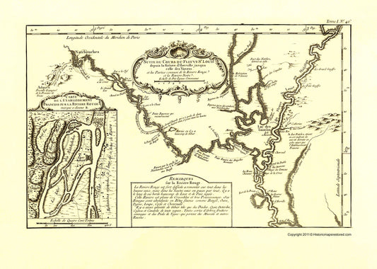 Historic War Map - St Louis River Course - Bellin 1764 - 23 x 28.33 - Vintage Wall Art