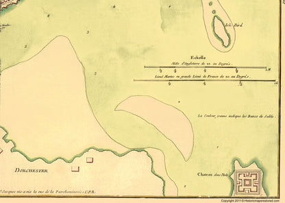 Historic Revolutionary War Map - Boston City Plan Port - Bellin 1735 - 23 x 24.38 - Vintage Wall Art