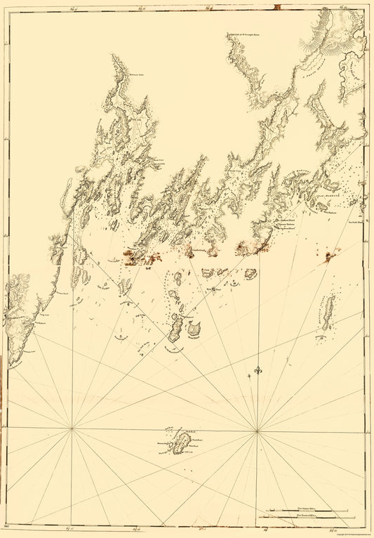 Historic Revolutionary War Map - Rockland Harbor Pemaquid Point - Des Barres 1770 - 23 x 32 - Vintage Wall Art