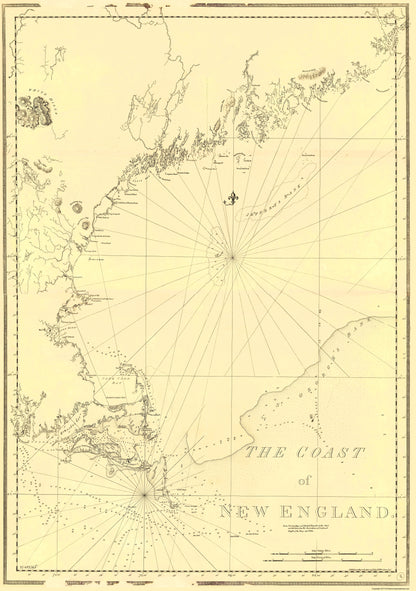 Historic Revolutionary War Map - New England Coast - Des Barres 1776 - 23 x 28.06 - Vintage Wall Art