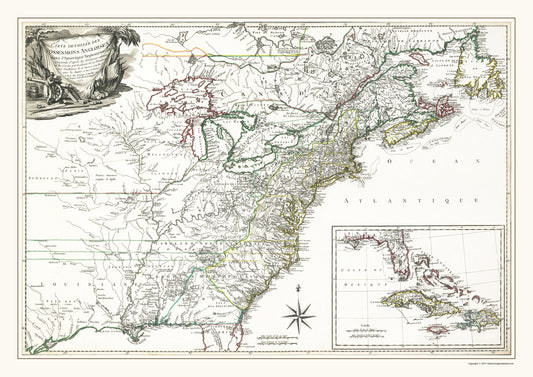 Historic Revolutionary War Map - North America English Possessions - 1763 - 23 x 32 - Vintage Wall Art