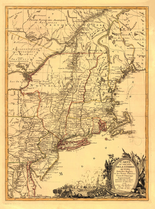 Historic Revolutionary War Map - Thirteen Colonies Theatre - Eliot 1778 - 23 x 34 - Vintage Wall Art