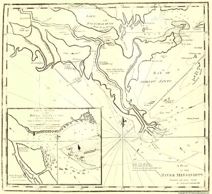 Historic Revolutionary War Map - Mississippi River - Carleton 1770 - 23 x 26.00 - Vintage Wall Art