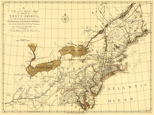 Historic Revolutionary War Map - New England North America - Gibson 1771 - 23 x 29.67 - Vintage Wall Art