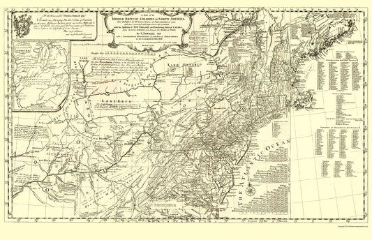 Historic Revolutionary War Map - North America British Colonies - Pownall 1776 - 23 x 32 - Vintage Wall Art