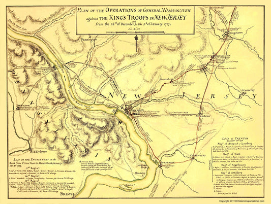 Historic Revolutionary War Map - General Washington Operations - Faden 1777 - 23 x 30.5 - Vintage Wall Art