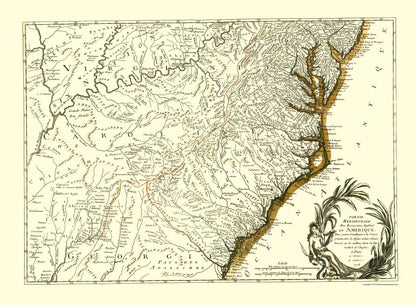 Historic Revolutionary War Map - English Possessions Southern Part - Michel 1778 - 23 x 58 - Vintage Wall Art