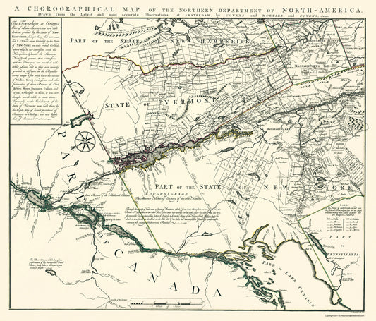 Historic Revolutionary War Map - North America Northern Department - Mortier 1780 - 23 x 25 - Vintage Wall Art