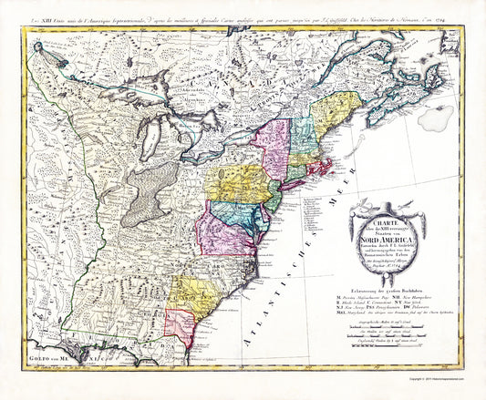 Historic Revolutionary War Map - North America United States Chart - Homann 1784 - 23 x 31.97 - Vintage Wall Art
