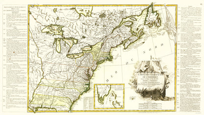 Historic Revolutionary War Map - United States - Lattre 1784 - 23 x 27.95 - Vintage Wall Art