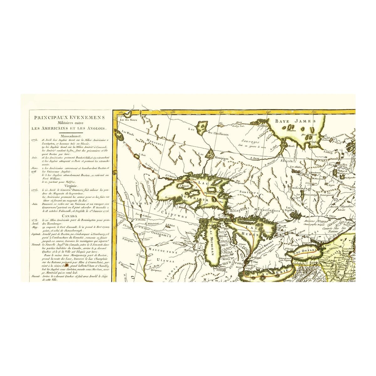 1784 Revolutionary War Map Print - United States - Lattre 1784 - Vintage Wa ...