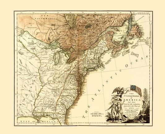 Historic State Map - United States - Wallis 1783 - 23 x 30 - Vintage Wall Art