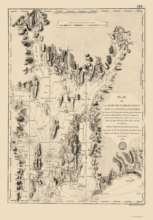 Historic Nautical Map - Narragansett Bay - Blaskowitz 1780 - 23 x 32.91 - Vintage Wall Art