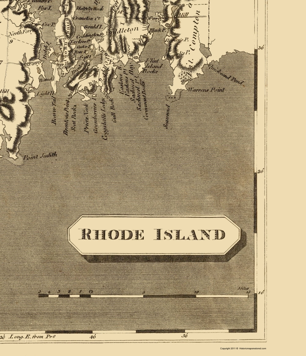 Historic State Map - Rhode Island - Arrowsmith 1809 - 23 x 26.79 - Vintage Wall Art