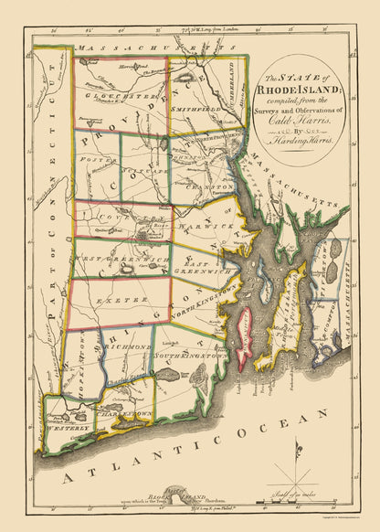 Historic State Map - Rhode Island - Carey 1814 - 23 x 32.20 - Vintage Wall Art